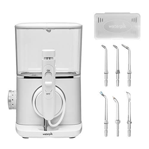 Waterpik Evolution Water Flosser, White - 90 Seconds of Flossing Time - 10 Pressure Settings, 360-Degree Swivel Handle - Includes Six Tips & Tip Storage Case