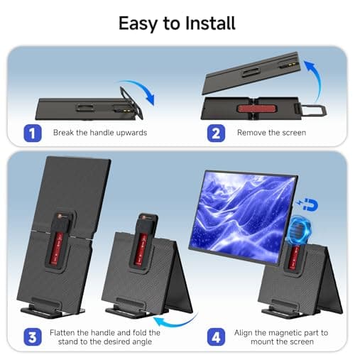 Large Portable Monitor 24 inch - 1080P FHD 100Hz Travel Monitor, 125% sRGB IPS Laptop Screen Extender, VESA Compatible, Height Adjustable Detachable Stand with USB-C HDMI for Work Gaming Office Home 6