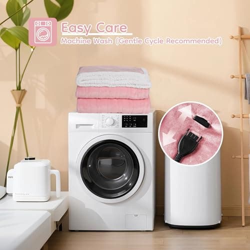 Electric Heated Blanket Full Size 72"x84", Dual-Sided Soft Flannel & Sherpa, LCD Display 10 Heat Settings with 1-12H Timer & Overnight Safe, Bed & Couch, Machine Washable, Light Pink 5