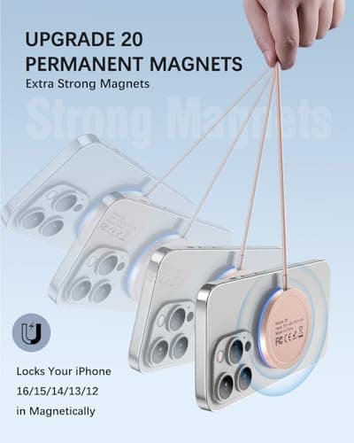 Magnetic Wireless Charger Fast Apple Mag-Safe Charger for iPhone 15 Pro Max/15 Pro/15/15 Plus/14/13/12 Series AirPods 3/2/Pro/Pro 2 LED Magnet Charging Pad with Dual Charging Ports Pink 5