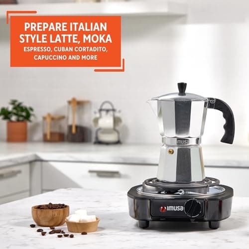 Imusa USA Aluminum Stovetop 6-cup Espresso Maker (B120-43V), Silver 9