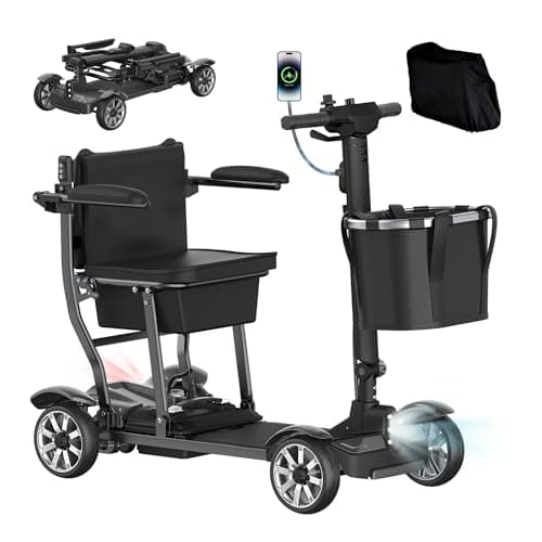 OUBA Mobility Scooter for Seniors, 38LBS 4 Wheels Mobility Scooter with LCD Display, 350LBS Capacity, 30Miles Lightweight Motorized Mobility Scooters for Home, Garden, Travel, Black