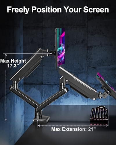 Dual Monitor Arm for 17-32 Inch Computer Screens, 22lbs per Arm, Full Motion Monitor Desk Mounts for 2 Monitors, Gas Spring Desk Mount, VESA Mount, Freelift Pro 7