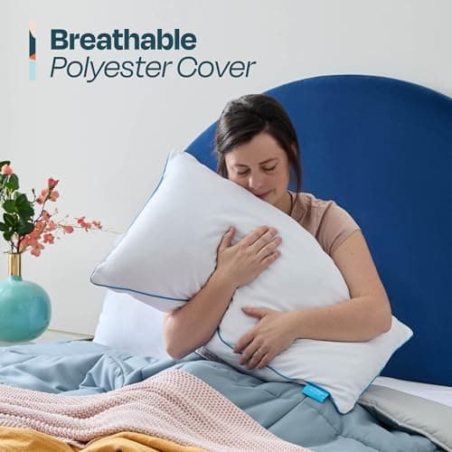 Linenspa Two Pack Shredded Gel Memory Foam Pillow, Standard Size – Cooling Bed Pillow – Soft and Supportive – Side, Stomach, and Back Sleepers – Pack of 2 – CertiPur Certified 7