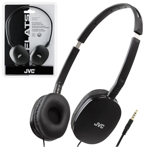 JVC Flats On-Ear Wired Headphones - Flat Foldable Design - 30mm Driver for Powerful Sound - Soft Ear-Pads for Comfort – Steel Headband - Lightweight & Portable - PC/Laptop/Gaming - 3.5mm Slim Plug