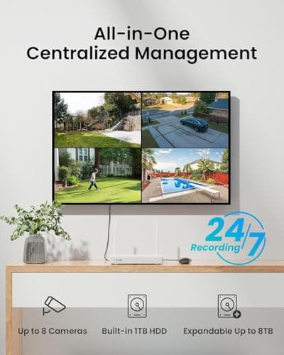 ZOSI 2K Wireless Security Camera System,4pcs 3MP Pan/Tilt Cameras Outdoor Indoor,Night Vision,Spotlight Siren,AI Human Detection,8CH 3MP WiFi Surveillance NVR with 1TB HDD for 24/7 Recording 7