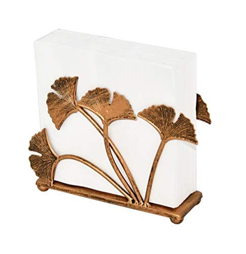 OwlGift Modern Ginkgo Leaves Design Napkin Holder for Tables, Metal Paper Napkin Storage for Kitchen, Stylish Paper Towel Dispenser, Mail Letter Sorter Rack, Document File Organizer – Bronze 8