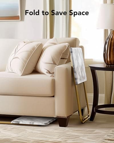 HUANUO Folding TV Tray Table -Stable Tray Table with No Assembly Required, TV Dinner Tray for Eating, Foldable Snack Tables for Bed & Sofa (Marbling) 6