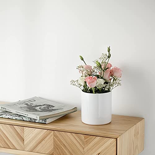 DOWAN Kitchen Utensil Holder, Utensil Holder for Countertop, Utensil Crock with Table-Protection Cork Mat, Handmade DIY Gifts, Farmhouse Kitchen Decor, Cream White 6