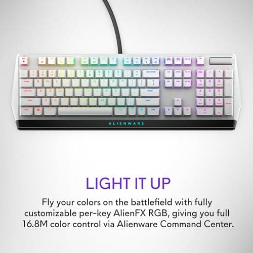 Alienware Tenkeyless Gaming Keyboard - AW420K - Lunar Light - Wired, Programmable, Cherry MX Red, USB, AlienFX RGB / 16.8 Million Colours 6