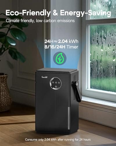 Lacidoll Small Dehumidifier with Drain Hose, 118oz Portable Dehumidifier for RV Camper Bathroom Bedroom Basement Laundry Room, Quiet Dehumidifiers for Home up to 800 sq ft, 7 Colorful Light, Black 9