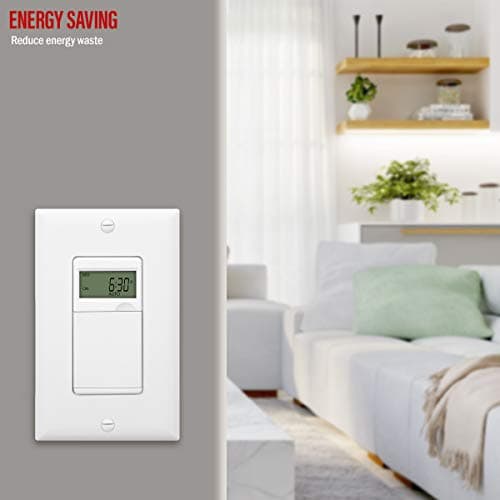 ENERLITES Programmable Digital Timer Switch for Lights, Fans, Motors, 7-Day 18 ON/OFF Timer Settings, Single Pole, Neutral Wire Required, UL Listed, HET01-C, White, 2 Pack 5