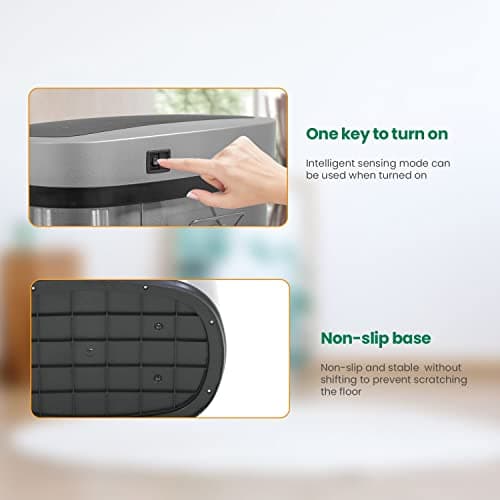 FDW Garbage Can 13 Gallon 50 Liter Kitchen Trash Can for Bathroom Bedroom Home Office Automatic Touch Free High-Capacity with Lid Brushed Stainless Steel Waste Bin 6