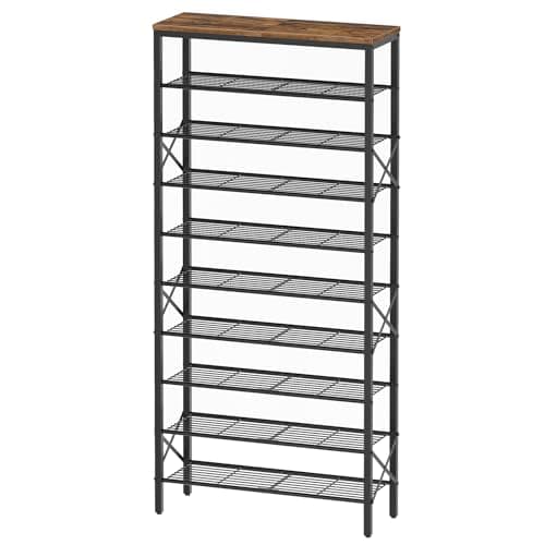 YATINEY 10 Tier Shoe Rack, Large Capacity Shoe Storage Organizer Holds 40 Pairs, Sturdy and Stable, for Entryway, Hallway, Closet, Dorm Room, Rustic Brown SS10BR