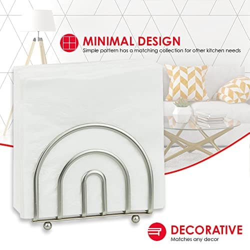 Home Basics Paper Napkin Holder/Freestanding Tissue Dispenser for Kitchen Countertops, Dining Table, Picnic Table, Indoor & Outdoor Use, Durable Storage and Organization Option (Satin Nickel) 4