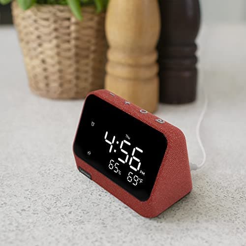 Lenovo Smart Clock Essential with Alexa Built-in - Digital LED with Auto-Adjust Brightness - Smart Alarm Clock with Speaker and Mic - Compatible with Lenovo Smart Clock Docking 6
