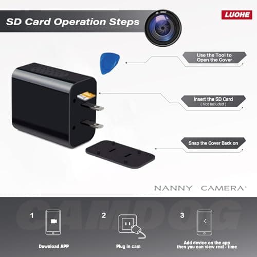 LUOHE 1080P HD Wireless Nanny Cam Nanny Camera Charger and Security Camera with Live Streaming, Motion Detection，WiFi & Bluetooth 7