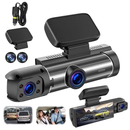 2025 New 64g Enesy Car Dash Cam, 1080p Enesy Front and Rear Dash Camera, 24-Hour Night Vision and HDR, Loop Recording and Motion Detection (Dual Recording (Front of car + Inside of car))