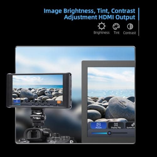 Portkeys PT6 5.2 inch DSLR Camera Monitor, 3D LUT 4K HDMI Touch Screen 1920 * 1080 Live Streaming Monitor with Peaking Frame, Wireframe Protection, Image Crop Function for Live Stream, etc 5