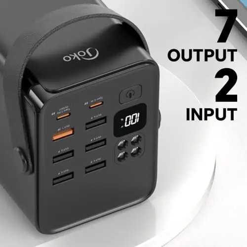 JOKO 70000mAh Power Bank High Capacity 20W PD 3.0 Fast Charging 22.5W Max Large Power Bank,7 Outputs 2 Inputs,LED Display,USB-C Battery Packs for iPhone, Samsung, Outdoors，Camping 8