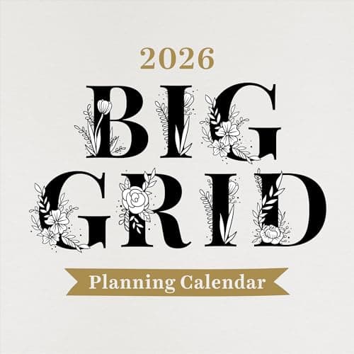 TF Publishing 2026 Big Grid-Floral Wall Calendar - Large Grids for Appointments and Scheduling - Vertical Monthly Wall Calendar 2026 with Premium Matte Paper for Home and Office Organization - 12x12in