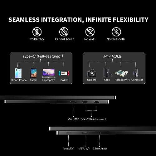 ReHisk 18.5 inch Portable Monitor, 100HZ 120% sRGB 1080P FHD IPS Large Portable Monitor for Laptop USB C Mini HDMI HDR Laptop Monitor with Kickstand for Mac PC Xbox PS4/5 Switch Travel Monitor, Black 5