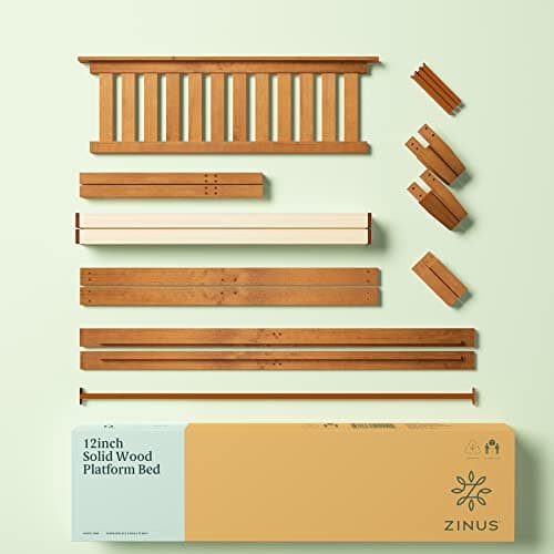 Zinus Alexia Wood Platform Bed Frame with headboard, Solid Wood Foundation with Wood Slat Support, No Box Spring Needed, Easy Assembly, Rustic Pine, Full 11