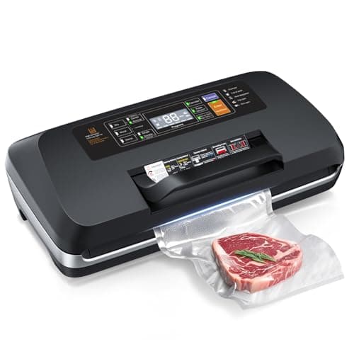 95kpa Vacuum Sealer Machine,Easy-Lock Handle,Built-in Cutter,1 Bag Rolls and 10 Pre-cut Bags