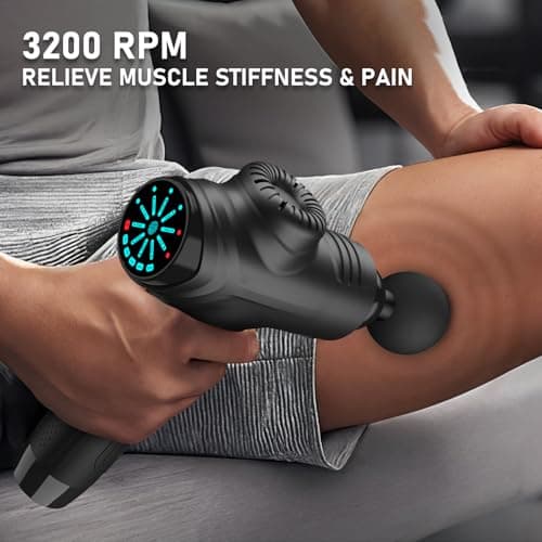 RAEMAO Massage Gun, Handheld Electric Deep Tissue Muscle Massager for Athletes for Pain Relief Attaching 8 Replacement Heads, Percussion Massager with 10 Speeds, Father's Day Gifts, Black 6