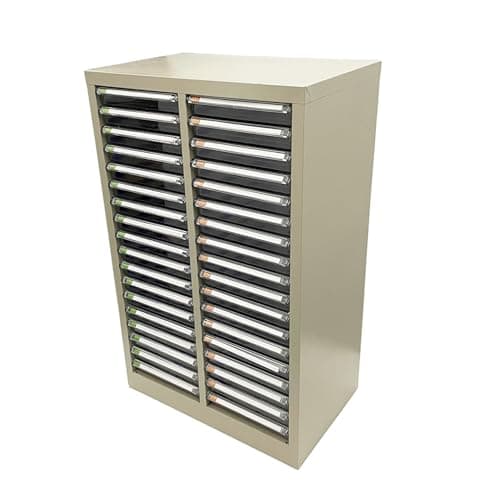 JARYANNIX File Cabinet with Label Transparent Drawers 36 Small Drawers Document Filing Steel Storage Organizer with Curved Handles and Label for Small Parts Office Business Use 7