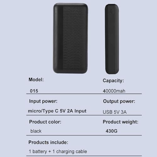 Portable Charger Power Bank 40000mAh, Dual USB Power Bank Output 5V 3A External Cell Phone Battery Pack, External Phone Power Bank Compatible with Smartphones and All USB Devices 7