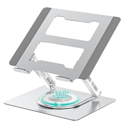 BoYata Laptop Stand for Desk with 360° Swivel Base, Ergonomic Adjustable Laptop Riser Holder, Notebook Computer Stand with Larger Heat-Vent Compatible for MacBook, HP, Dell, Lenovo (10-17") (N38)