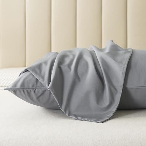 WhatsBedding Queen Size Pillowcases Set of 2, 20x30 Cotton Pillow Case with Envelope Closure, Soft & Breathable Pillow Covers for Bed, Grey 6