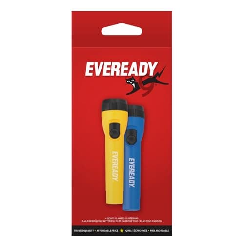 EVEREADY LED Flashlights (4-Pack), Bright Flashlights for Emergencies and Camping Gear, Flash Light with AA Batteries Included, Blue/Yellow (4-Pack) 8