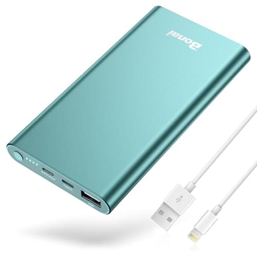 BONAI Portable Charger 12,000mAh 5V/3A Fast Charging Power Bank, Dural Input & Output Ports (USB-C in & Out) Portable Phone Charger for iPhone 17/16/15/14/13/12 Series Galxy Android iPad etc - Mint