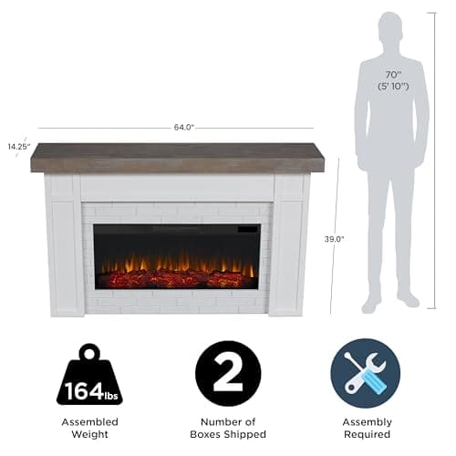 Real Flame Cravenhall Landscape Electric Fireplace with Mantel for Living Room or Bedroom, Replaceable Fireplace Insert Heater, Realistic Log and Flame Effect, Remote Control, Timer, White 6