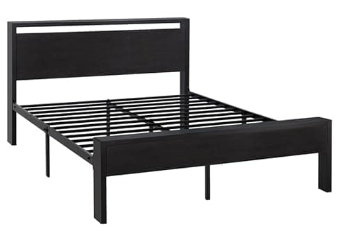 Allewie Full Size Platform Bed Frame with Wooden Headboard and Footboard, Heavy Duty 12 Metal Slats Support, No Box Spring Needed, Under-Bed Storage, Noise Free, Easy Assembly, Black Oak 8