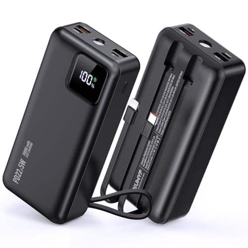 Power Bank Fast Charging with Built in Cables,LED Display 50000mAh Portable Charger,22.5w USB C in&Out Battery Pack,Huge Capacity External Battery Phone Charger for iPhone Samsung iPad Camping etc.