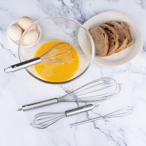 HOTEC 4 Pieces Stainless Steel Whisks Set Wire Whisk Balloon Whisk Egg Beater Kitchen Utensils for Stirring, Beating, Blending 8