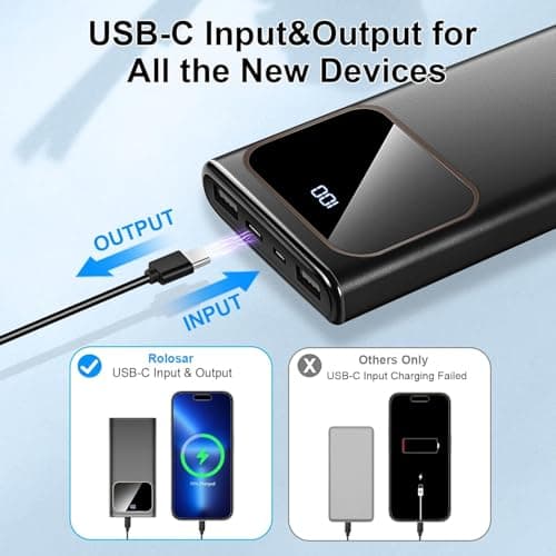 Power Bank, 10000mAh Portable Charger with PD 5A/3W Fast Charging, USB C in&out External Battery Pack, Portable Cell Phone Charger for iPhone 16 15 14 13 /ProMax/Pro/Plus Samsung S23 S22 Android Phone 5