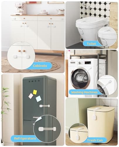 10 Pack Cabinet Locks Baby Proofing, Child Proof Cabinet Locks with 3M Adhesive - Easy Installation with Adjustable Straps, Multi-Purpose Child Safety Latches for Drawers Fridge Trash Cans Toilets 6