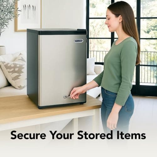 Whynter Upright Freezer with Lock, 2.1 Cu. Ft. Small Freezer Mini Freezer for Bedrooms, Dorms, Garages, Offices CUF-210SS, Stainless Steel Energy Star 7