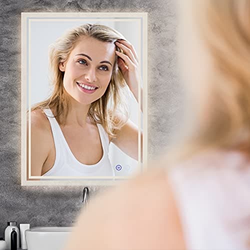 ZELIEVE 32"x 24" LED Bathroom Mirror,Led Mirror for Bathroom,Bathroom Mirror with Lights,Backlit Mirror,Anti-Fog,Dimmable,CRI90+,Touch Button,Water Proof,Horizontal/Vertical，Wall Mounted 7
