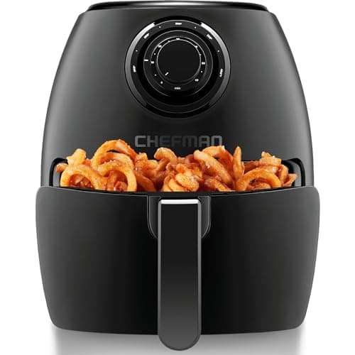 CHEFMAN Small Air Fryer Healthy Cooking, 3.6 Qt, Nonstick, User Friendly and Dual Control Temperature, w/ 60 Minute Timer & Auto Shutoff, Dishwasher Safe Basket, Matte Black, Cookbook Included