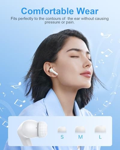 HUIFU Ear Buds Wireless Earbuds - Bluetooth Headphones 40H Playtime LED Display Deep Bass Stereo in-Ear Earphones with IPX7 Waterproof for iPhone Android Phone Tablet Laptop, Pure White 6