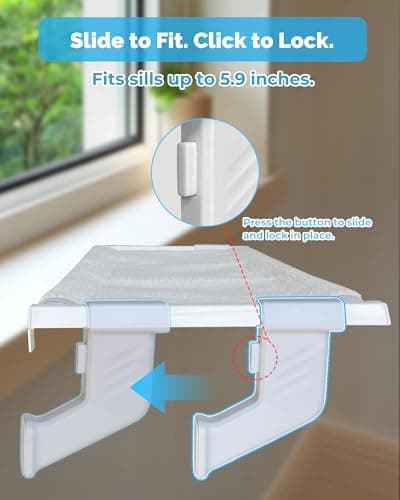 NRYDEPET Heavy-Duty Window Sill Perch – All-Metal Frame Supports up to 120 lbs – Durable, Easy-to-Assemble Cat Hammock for Large and Multiple Cats (XL 1PC) 5