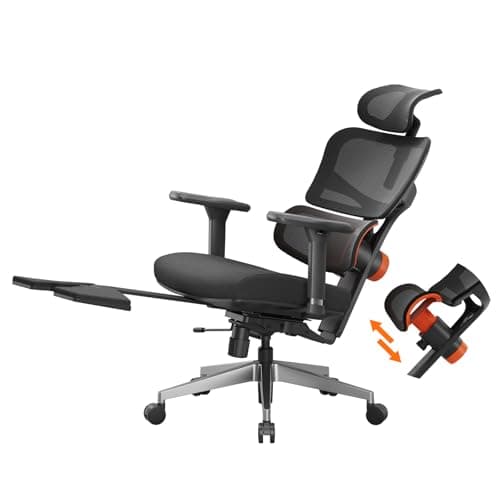 Newtral Office Chair Ergonomic - Home Office Desk Chair, Big and Tall Office Chair, Auto-Following Lumbar Support for Back Pain, Adjustable Seat Depth and Height (with Footrest, Black)