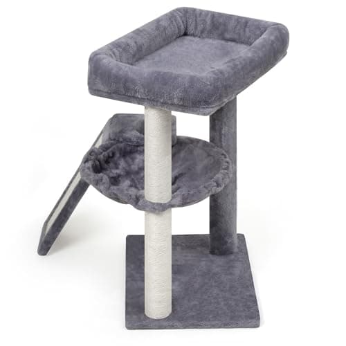 YOUPET Cat Tree with Cat Scratching Post for Indoor Cats, Cat Tower with Scratching Board and Playful Toy Balls, Cat Tree Tower with Cozy Hammock,Grey 8