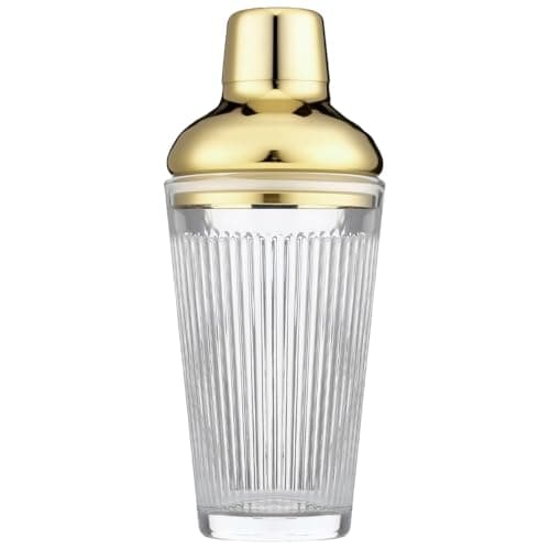 FayuuGem Glass Cocktail Shaker, Martini Shaker with Strainer for Bars, Whiskey, Cocktails 17oz (Gold)