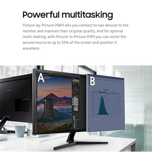 Samsung 32" 4K Monitor | AMD FreeSync, Ultrawide Game View | 1B+ Colors,HDR10 | Eye Saver Mode, VA Panel | Game Mode | DisplayPort, HDMI, Black | Office Work, Design, and Gaming.with HDMI Cable 9